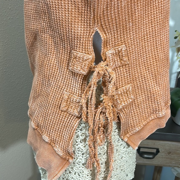 Fate Orange Sleeveless Knit Top with Side Ties TRN21 - Picture 4 of 6